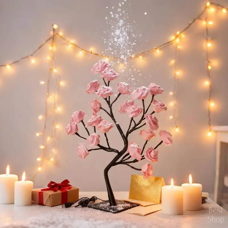 LED Rainbow Rose Flower Tree Lamp
