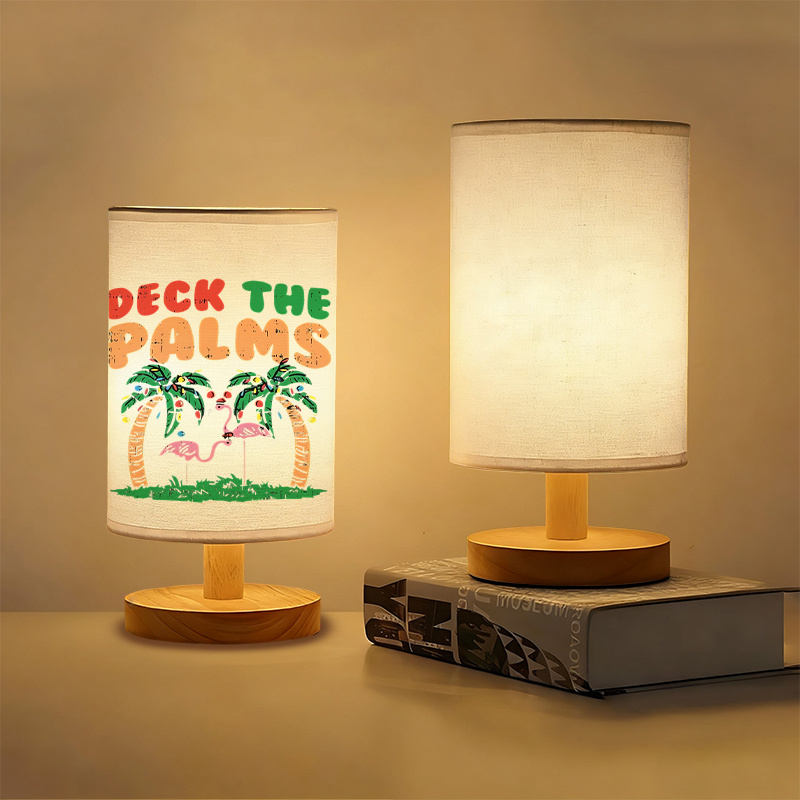 A Modern USB-powered Linen Table Lamp with Creative Pattern