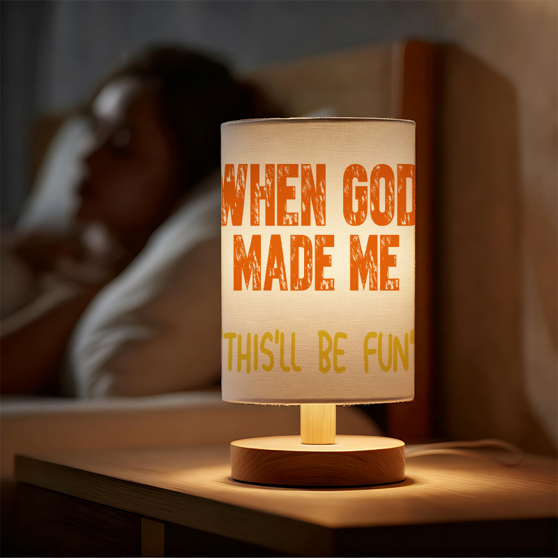 Linen Table Lamp With Inspirational Bible Verse Design