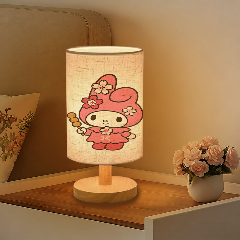 A modern Sanrio USB-powered linen lamp with a creative design, featuring Sanrio patterns
