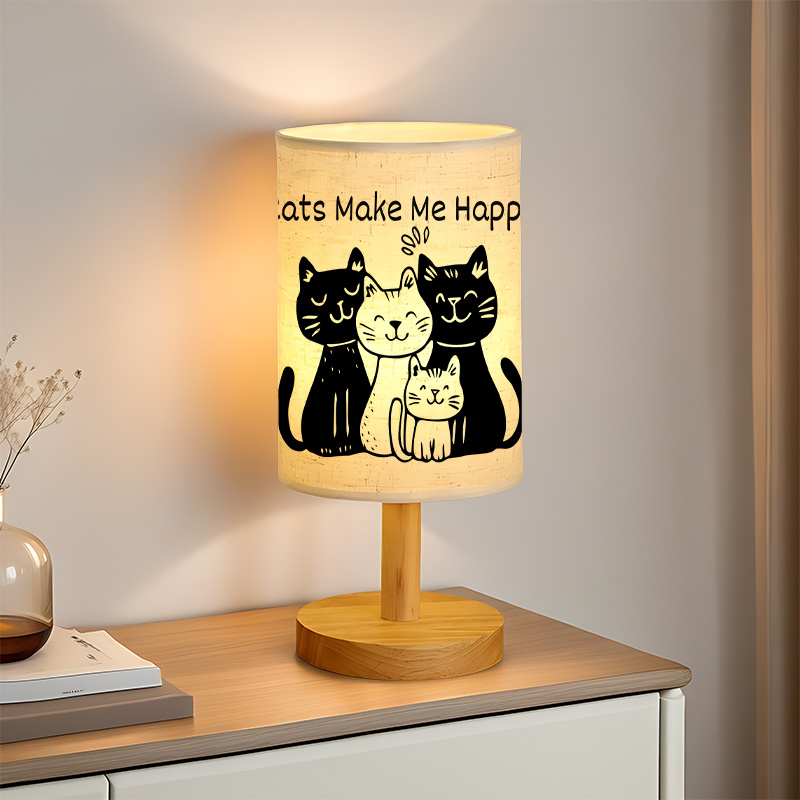  Modern USB-powered Linen Table Lamp with Creative Patterns, Perfect for Bedside