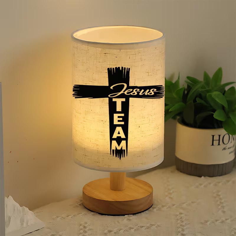 Modern USB-Powered Linen Table Lamp with Button-Controlled Lighting