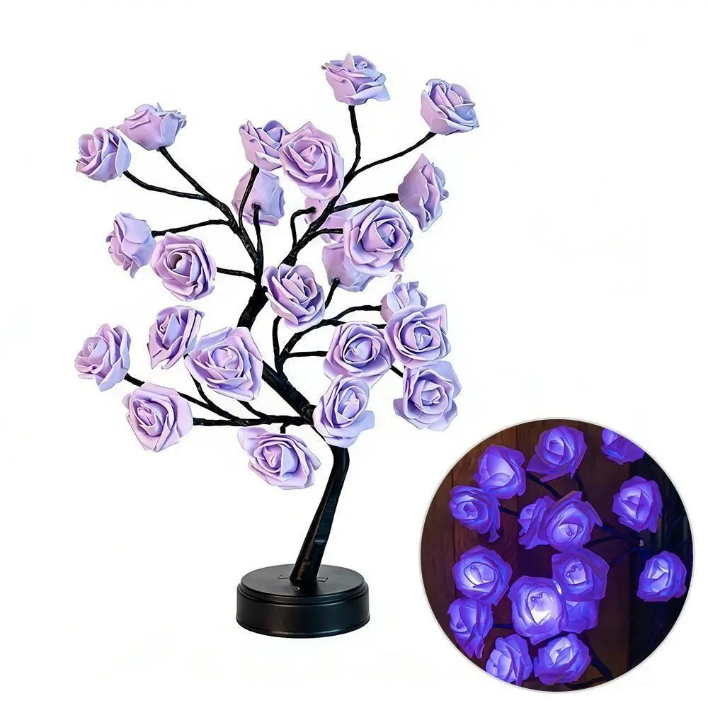 LED Rainbow Rose Flower Tree Lamp