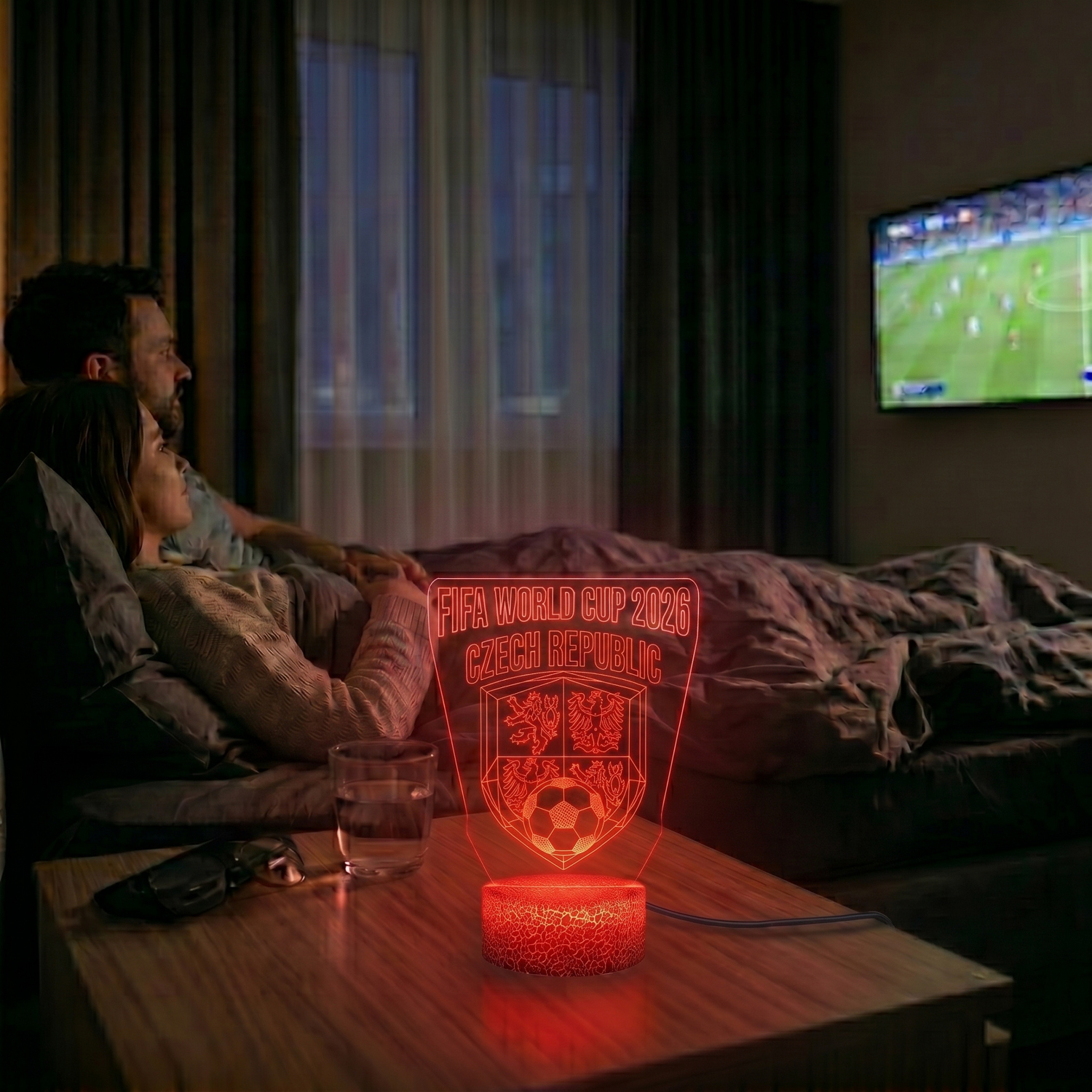 FIFA 2026 Czech Republic Soccer Sports Themed 3D Optical Lamp