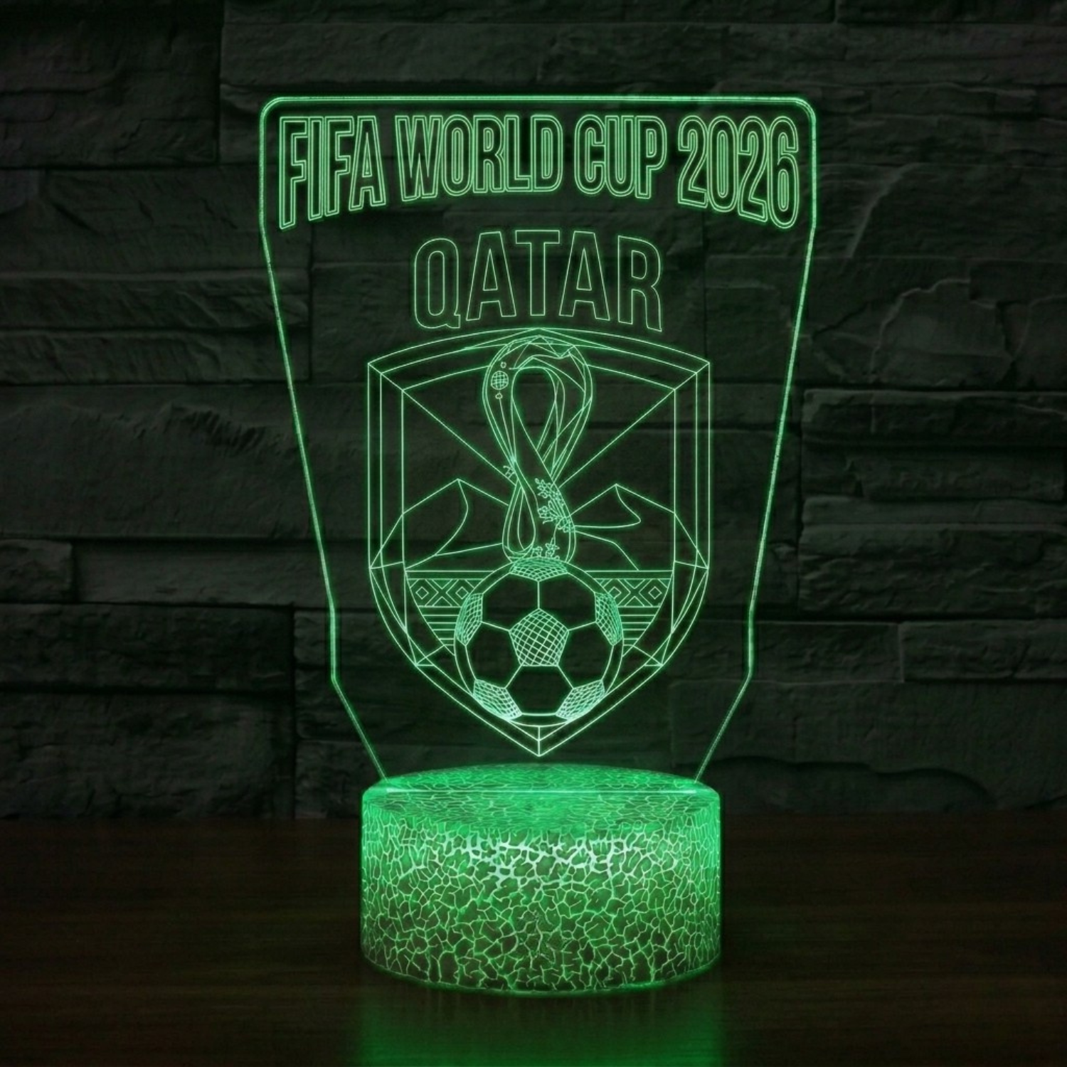 FIFA 2026 Qatar Soccer Sports Themed 3D Optical Lamp