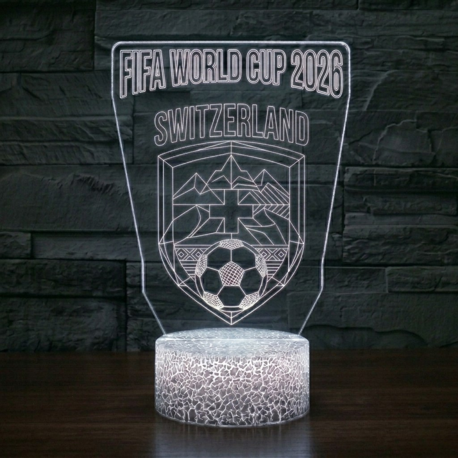FIFA 2026 Switzerland Soccer Sports Themed 3D Optical Lamp