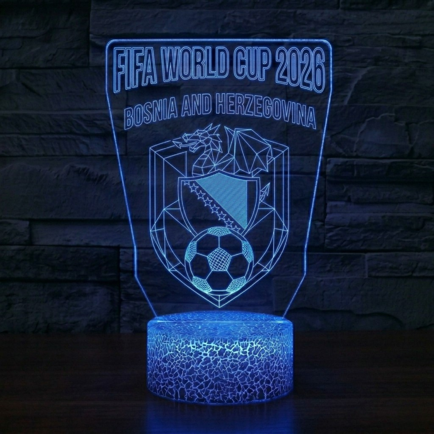 FIFA 2026 Bosnia and Herzegovina Soccer Sports Themed 3D Optical Lamp