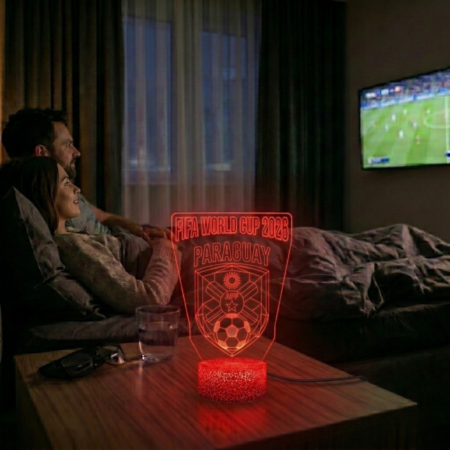 FIFA 2026 Paraguay Soccer Sports Themed 3D Optical Lamp