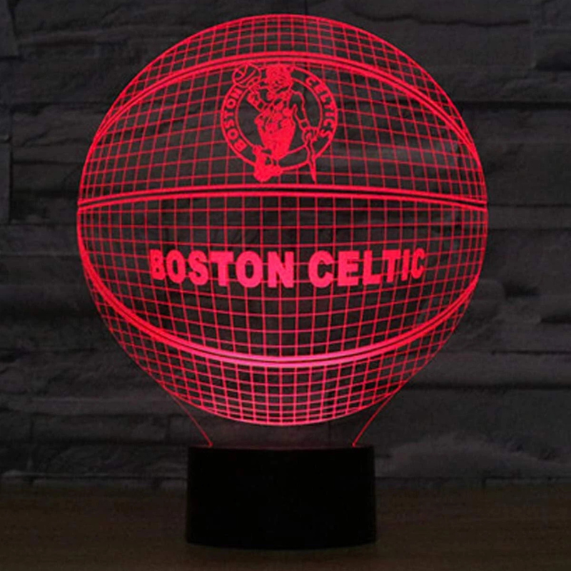 3D Optical Boston Celtic Basketball 9 Inch Lamp