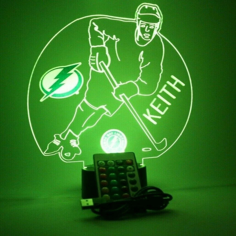 Personalized Tampa Bay Lightning NHL TB Hockey Player Fan Light Up Lamp LED 
