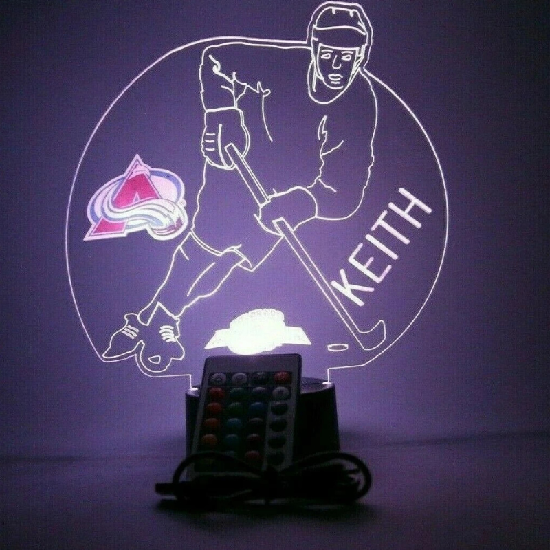 Personalized Colorado Avalanche NHL Hockey Player Sports Light Up Lamp 
