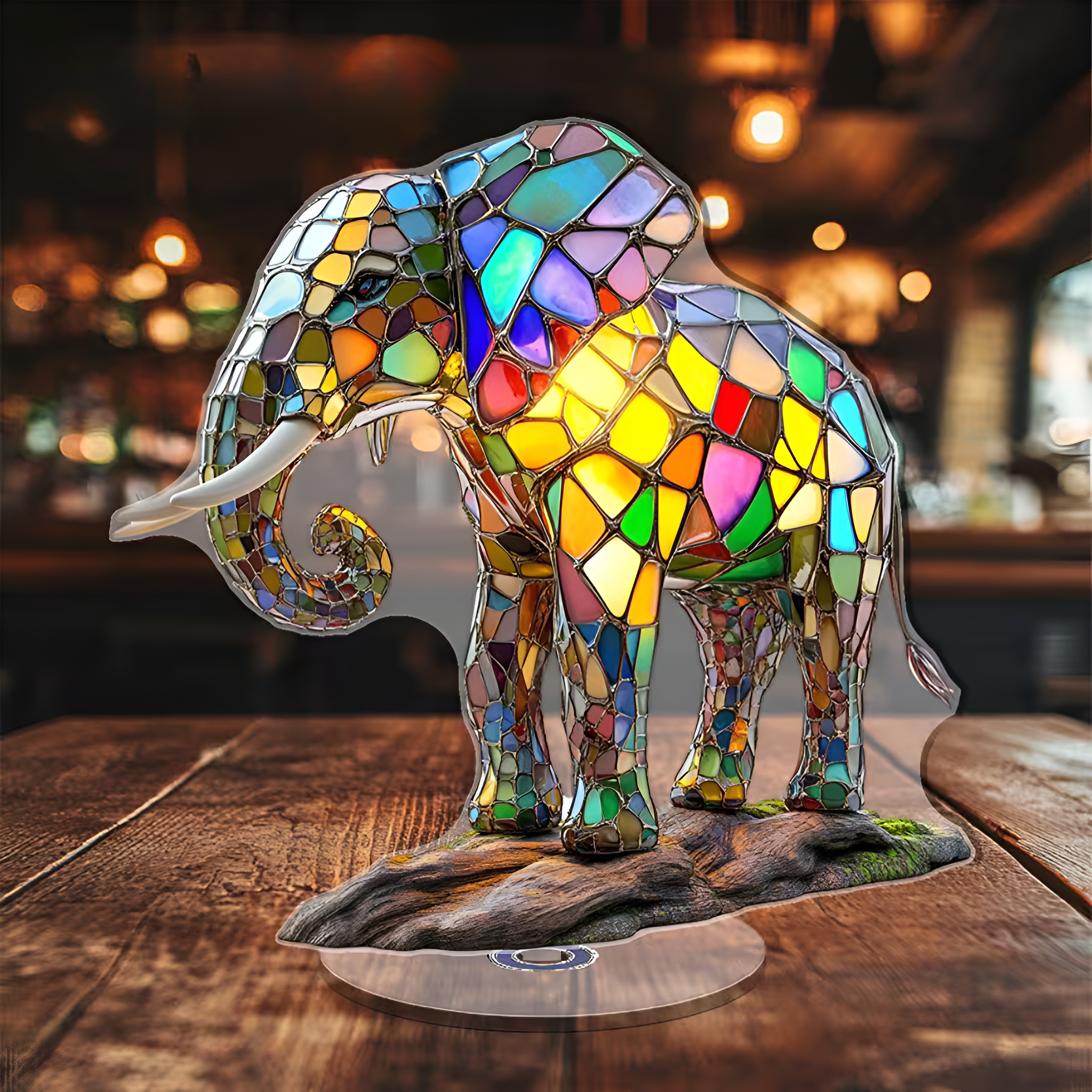 Rotating Acrylic Colorful Elephant Design Lamp For Decor
