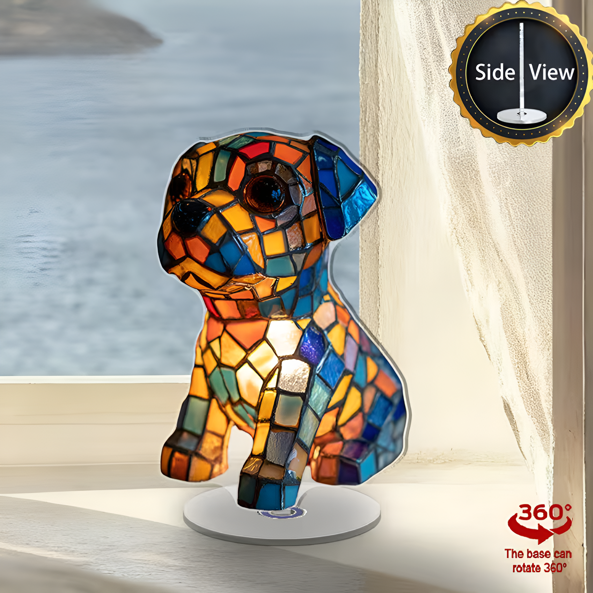 2D Flat Rotating Acrylic Dog Design Table Decor