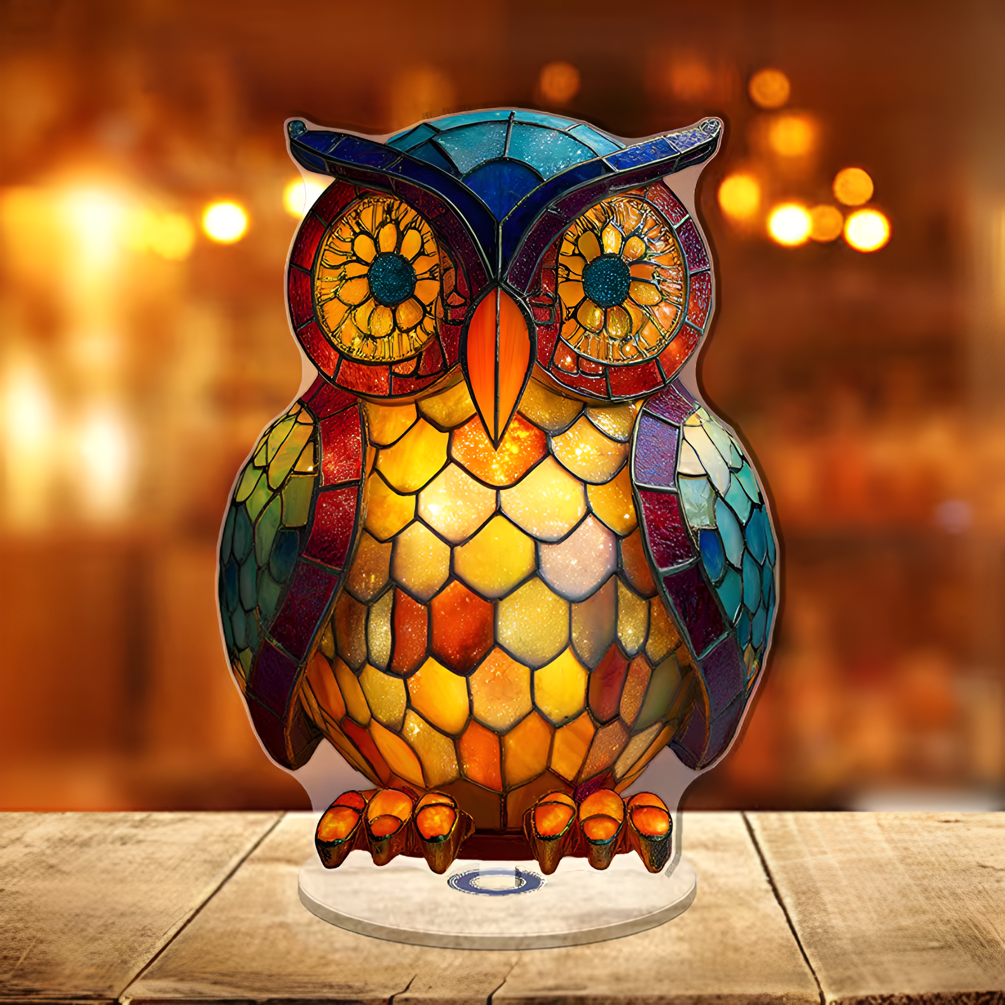Rotatable Color Changing Acrylic Owl Design Table Lamp