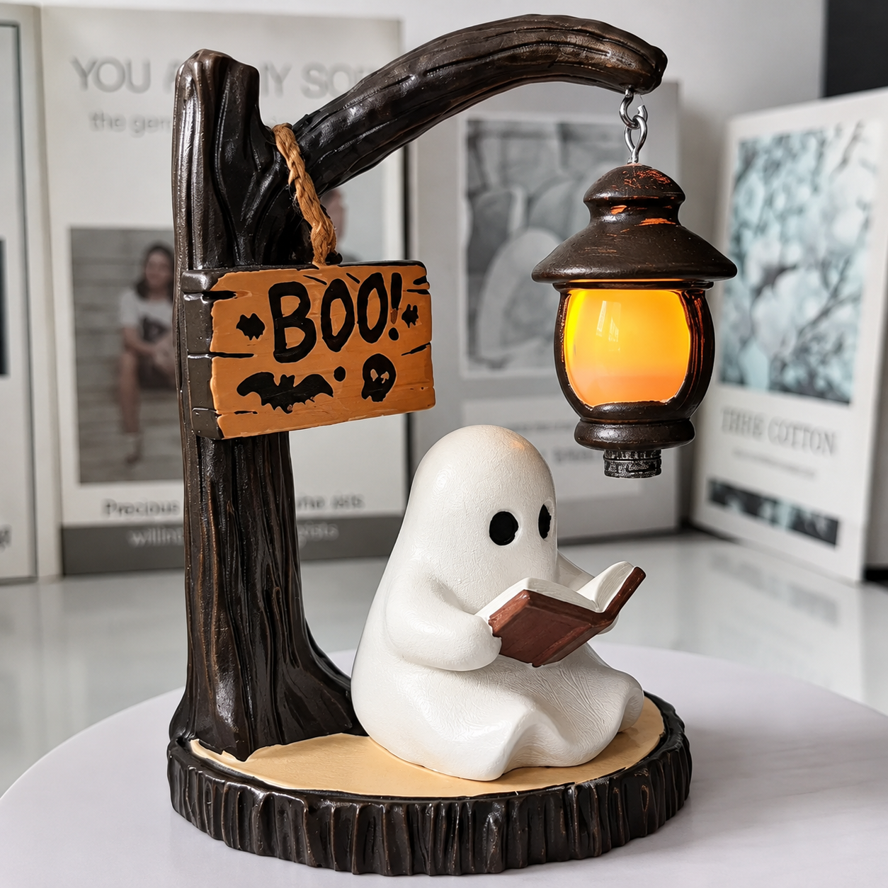 Retro Halloween Light Up Resin Ornament Lamp Decor With Switch