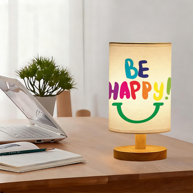 Modern USB-powered Linen Table Lamp With Creative Patterns Creating A Cozy Atmosphere