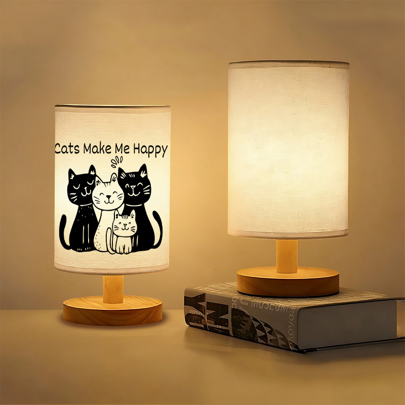  Modern USB-powered Linen Table Lamp with Creative Patterns, Perfect for Bedside