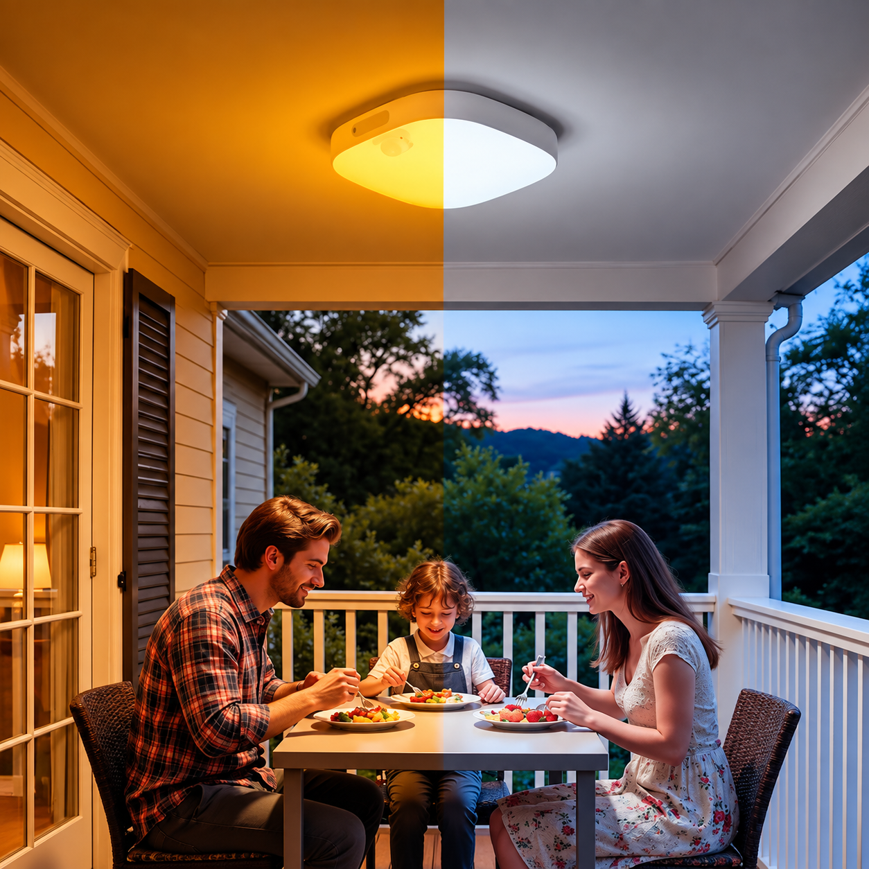 Dimmable Waterproof Motion Sensor RGB LED Ceiling Light With Rechargeable Battery