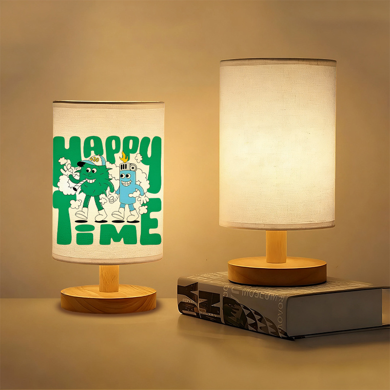 A Modern USB-powered Linen Table Lamp with Creative Patterns
