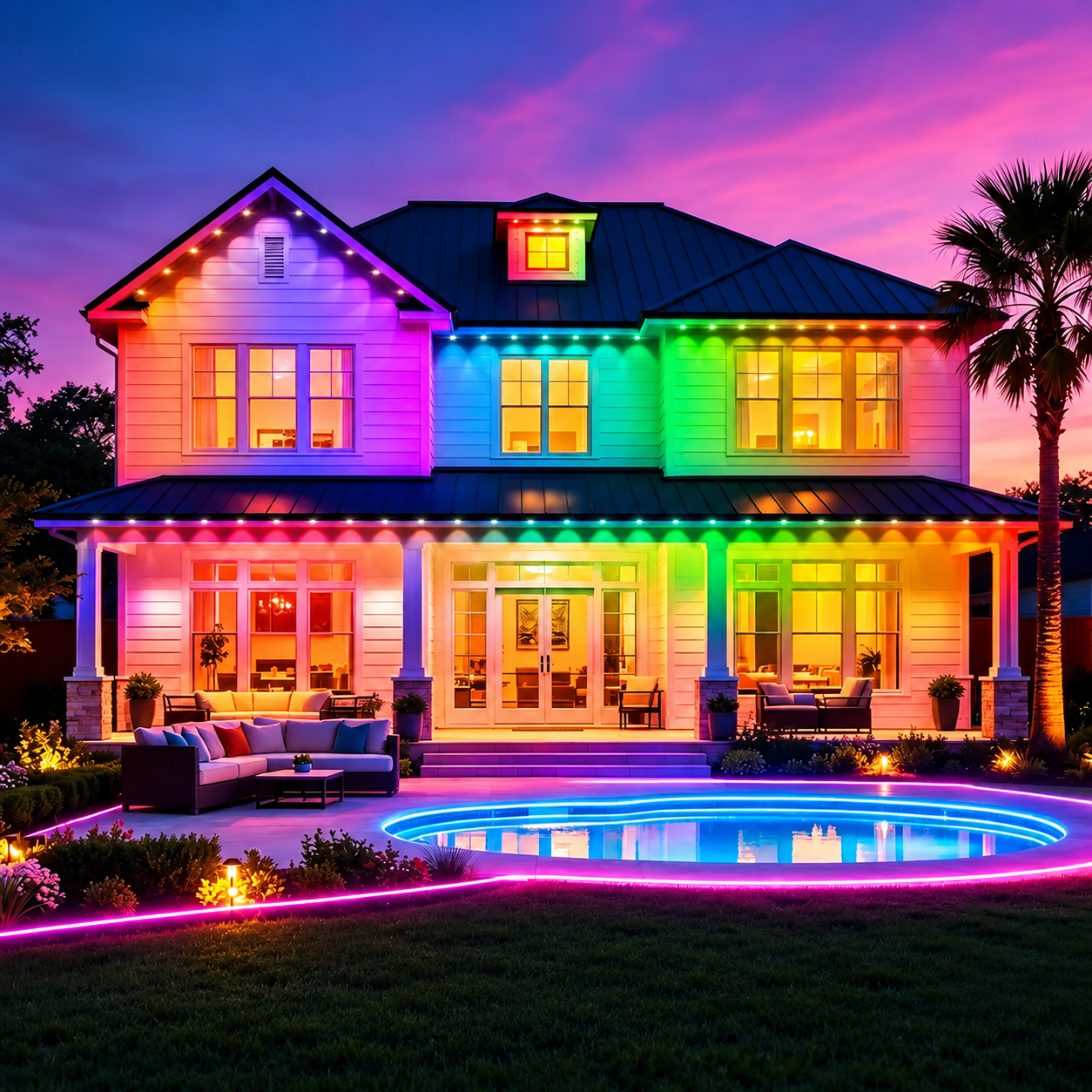 Christmas Outdoor RGB LED Eave Lights With App Remote Control