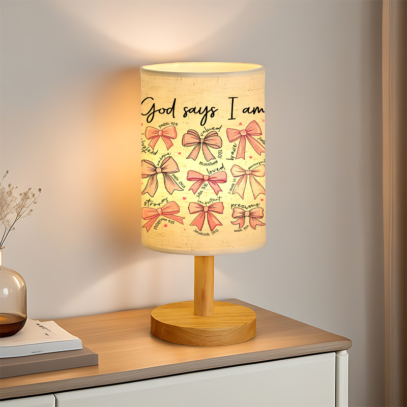 Modern USB Powered Linen Table Lamp With Elegant Bow