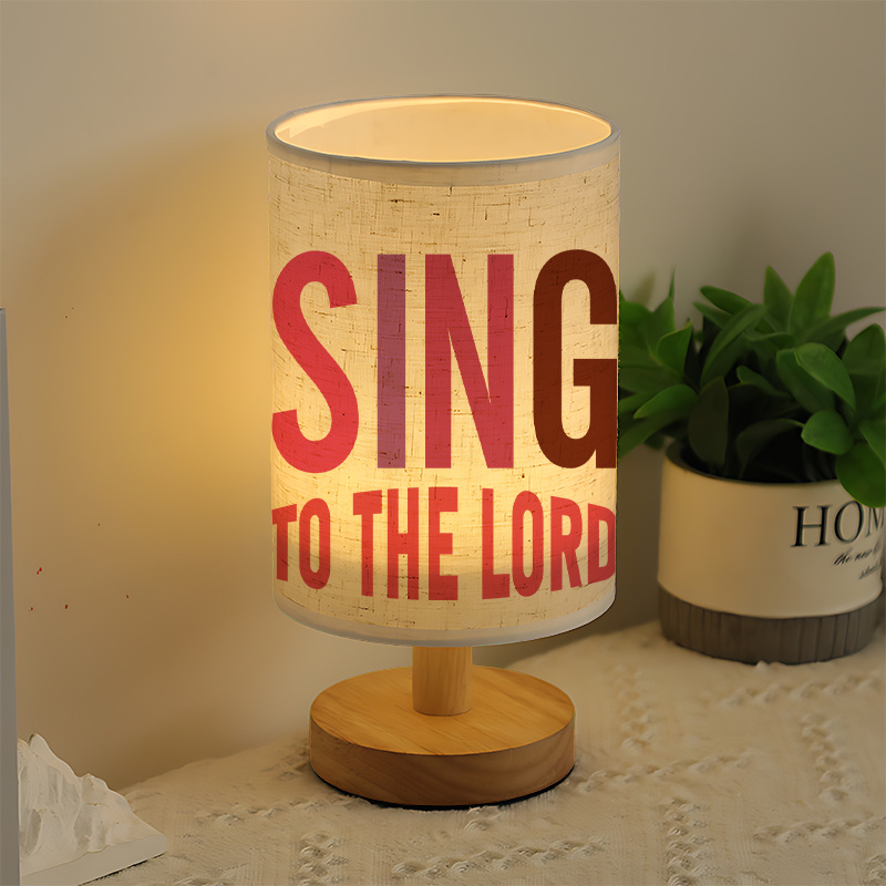 Modern USB-Powered Linen Table Lamp with "Sing to the Lord"