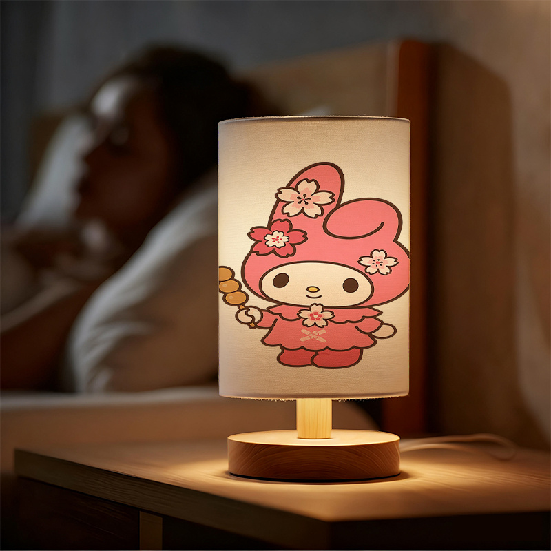 A modern Sanrio USB-powered linen lamp with a creative design, featuring Sanrio patterns