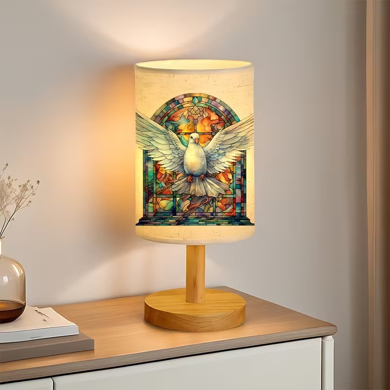 Mosaic Dove Themed USB Powered Bedside Lamp
