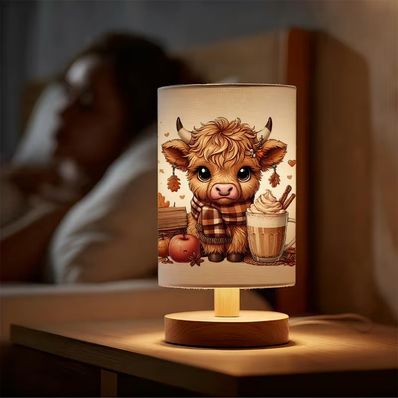 Cow Themed USB Powered Bedside Lamp