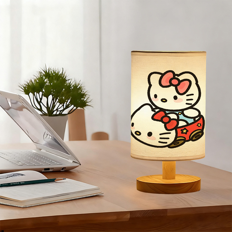 Modern USB-powered Sanrio Linen Table Lamp Creative Sanrio Patterns