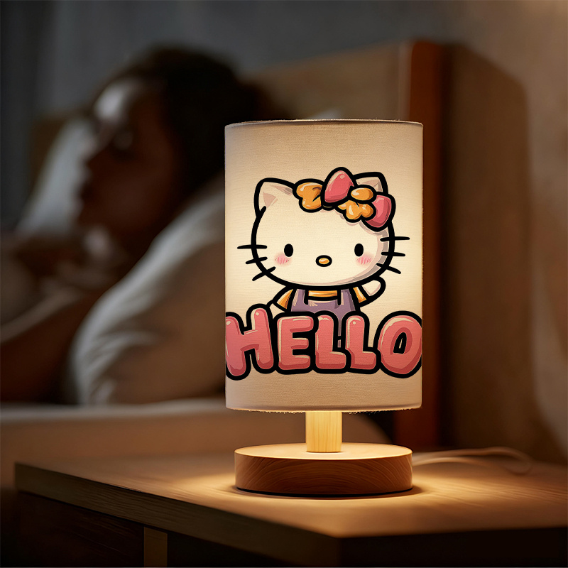 Sanrio Character USB-Powered Modern Bedside Lamp with Cute Pink Bow & Heart Design