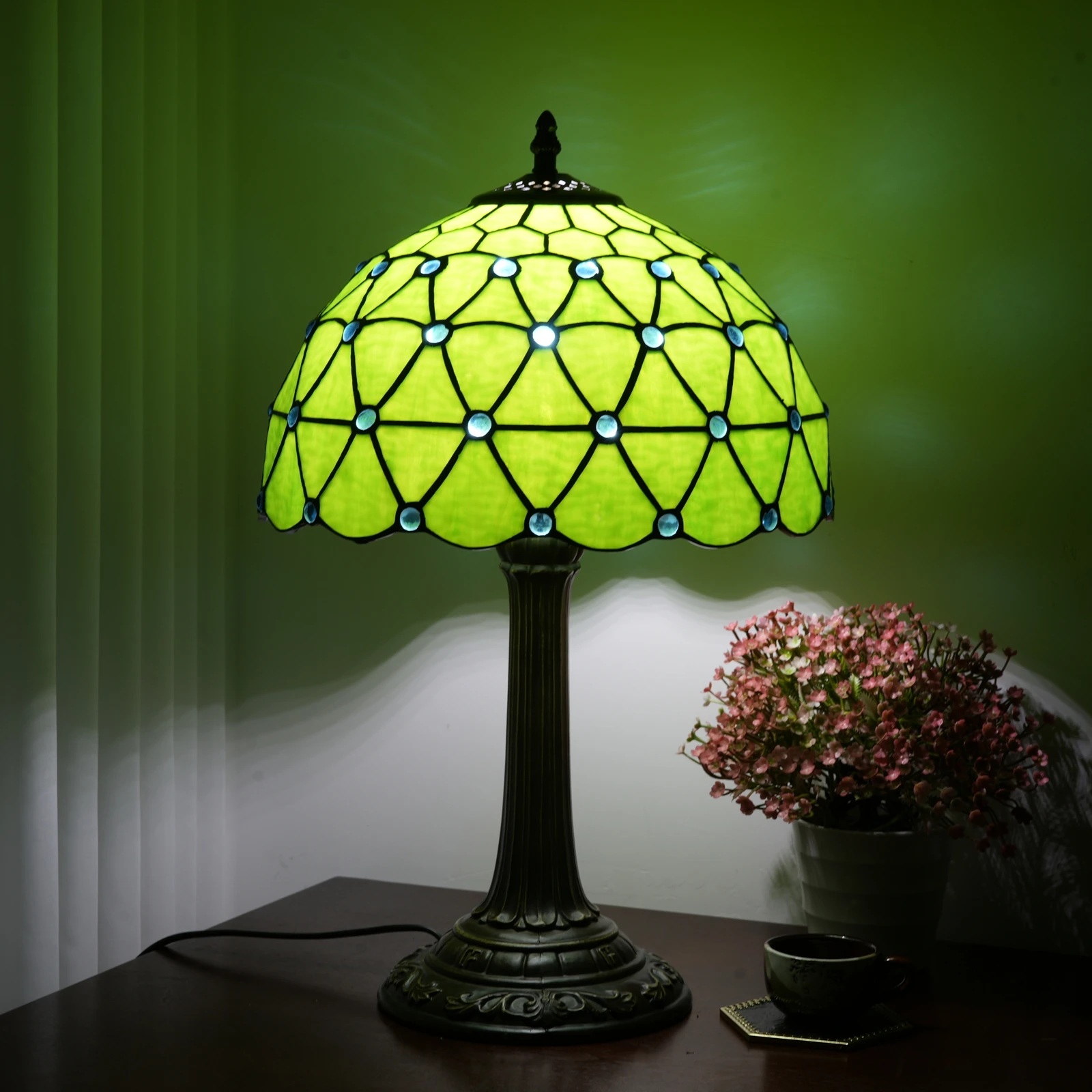 Christmas Table Lamp Stained Glass Bedside Table Lamp 