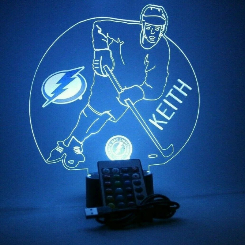 Personalized Tampa Bay Lightning NHL TB Hockey Player Fan Light Up Lamp LED 