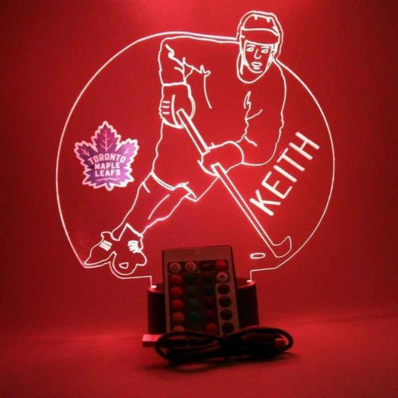 Personalized Toronto Maple Leafs NHL Hockey Player Sports Light Up Lamp LED 