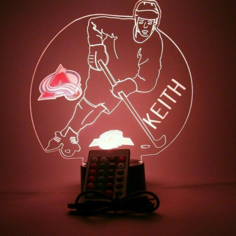 Personalized Colorado Avalanche NHL Hockey Player Sports Light Up Lamp 