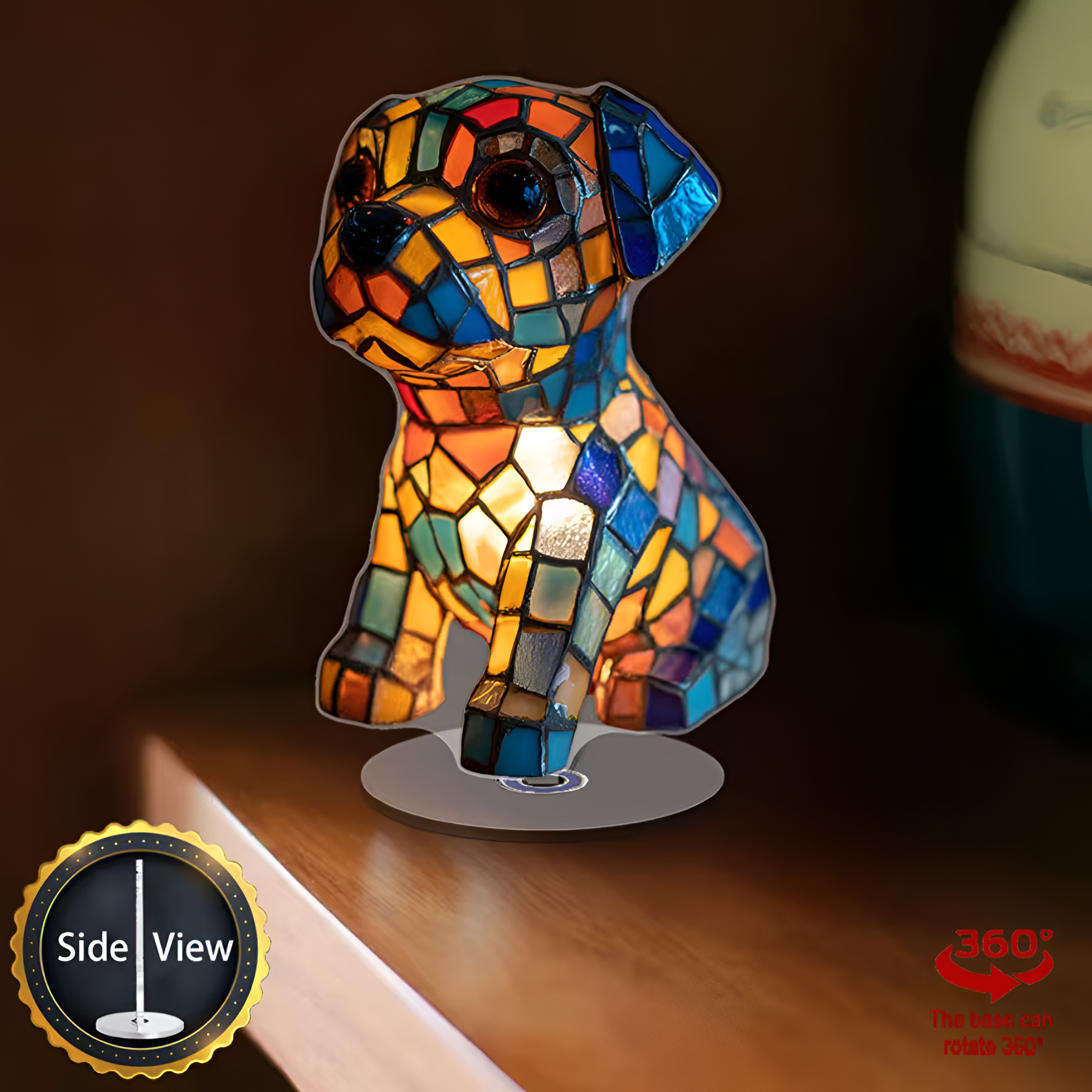 2D Flat Rotating Acrylic Dog Design Table Decor