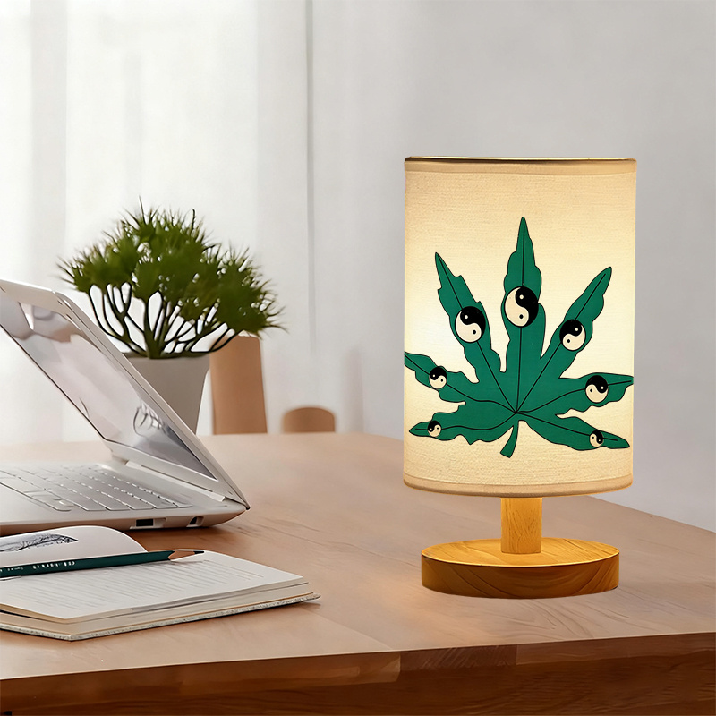 USB Powered Linen Table Lamp With Creative Patterns