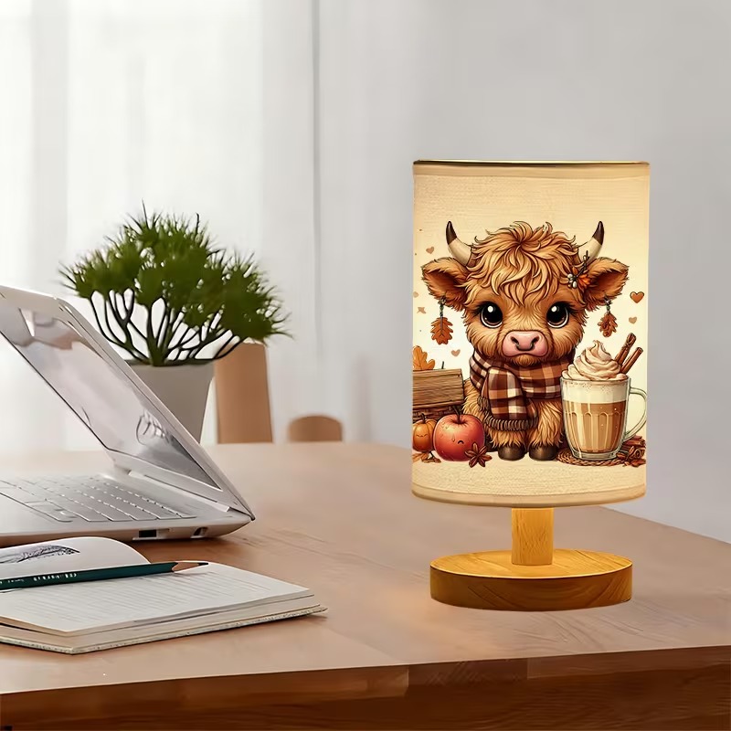 Cow Themed USB Powered Bedside Lamp