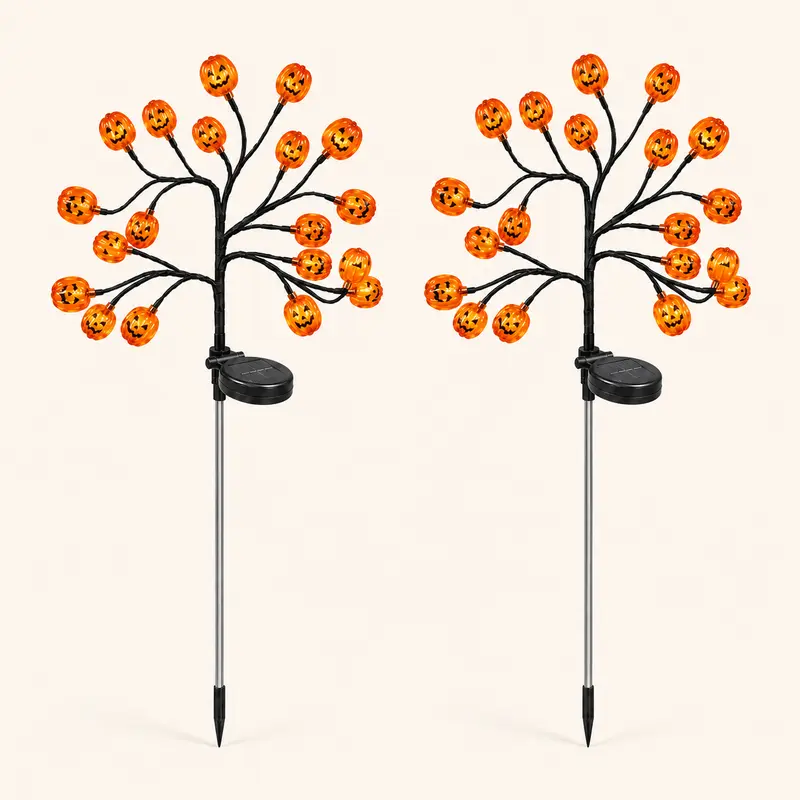 Solar Halloween Outdoor Fall Tree Stake Lights Set