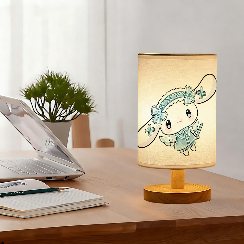 USB-powered Sanrio linen table lamp featuring creative Sanrio patterns