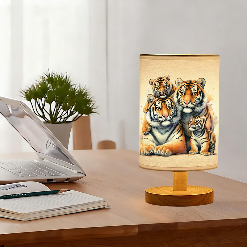 A modern USB powered linen lamp with a unique design