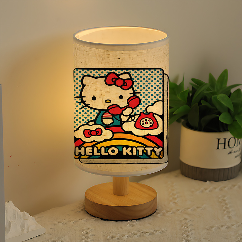 A modern Sanrio USB-powered linen lamp with a creative design, featuring Sanrio patterns