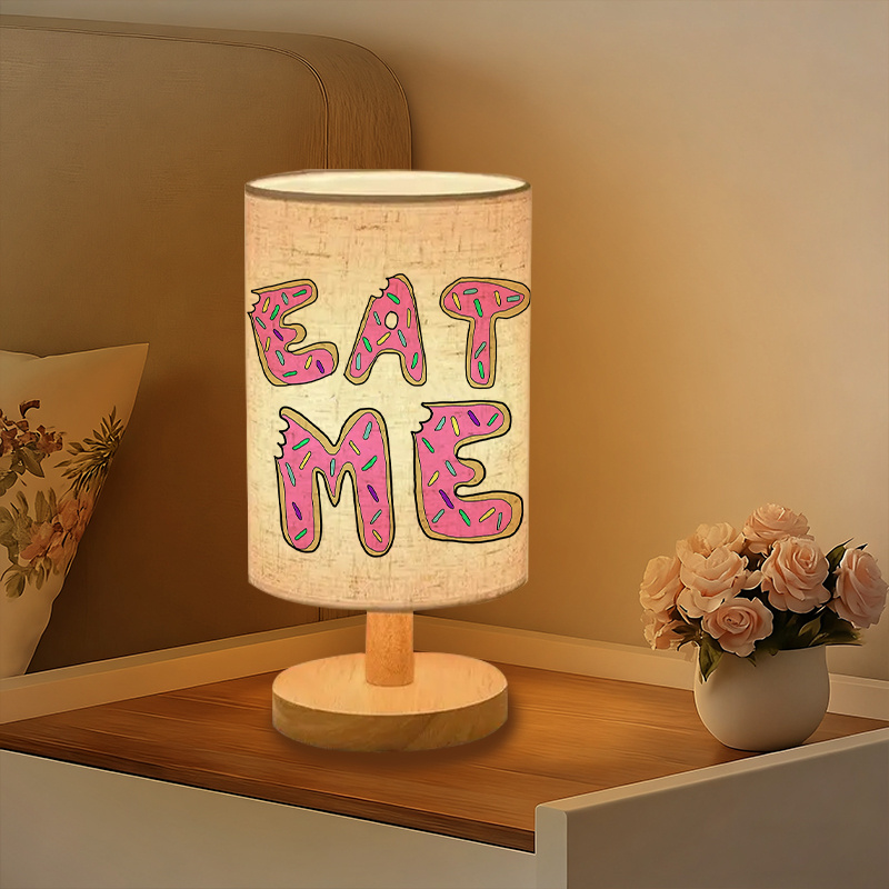 A Modern USB-powered Linen Table Lamp with Creative Patterns