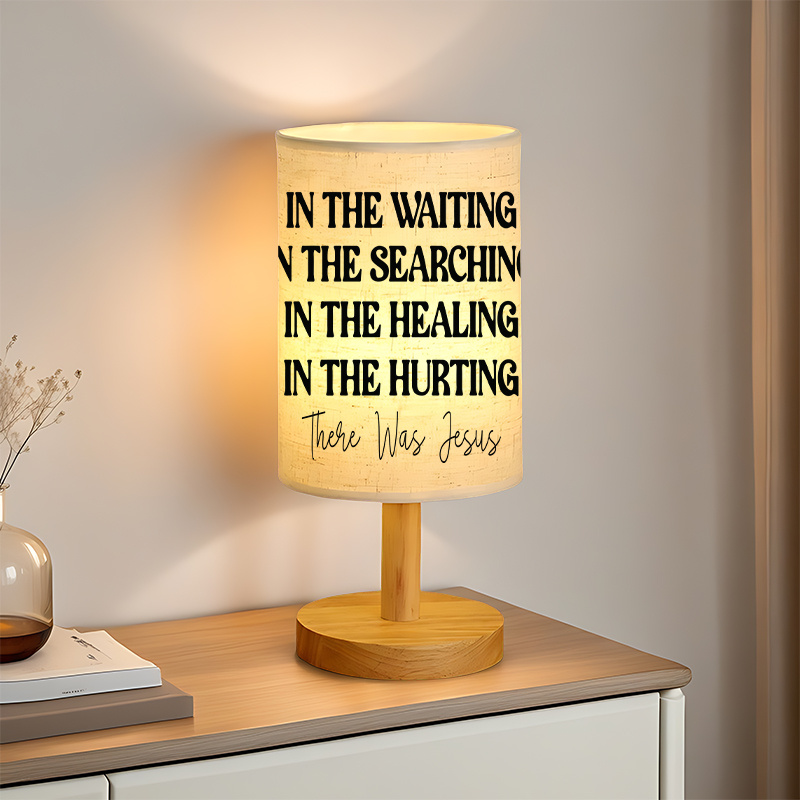 USB Powered Linen Table Lamp With Inspirational Bible Verse Lighting