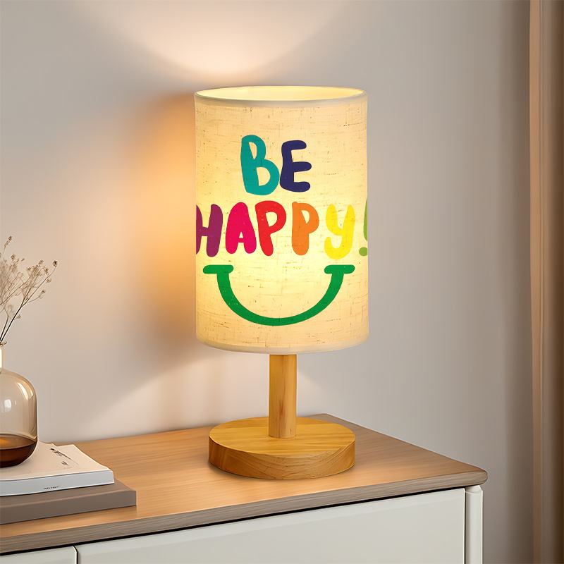 Modern USB-powered Linen Table Lamp With Creative Patterns Creating A Cozy Atmosphere