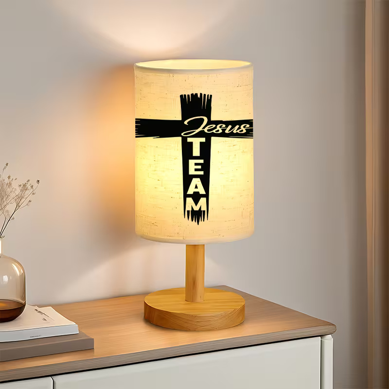 Modern USB-Powered Linen Table Lamp with Button-Controlled Lighting