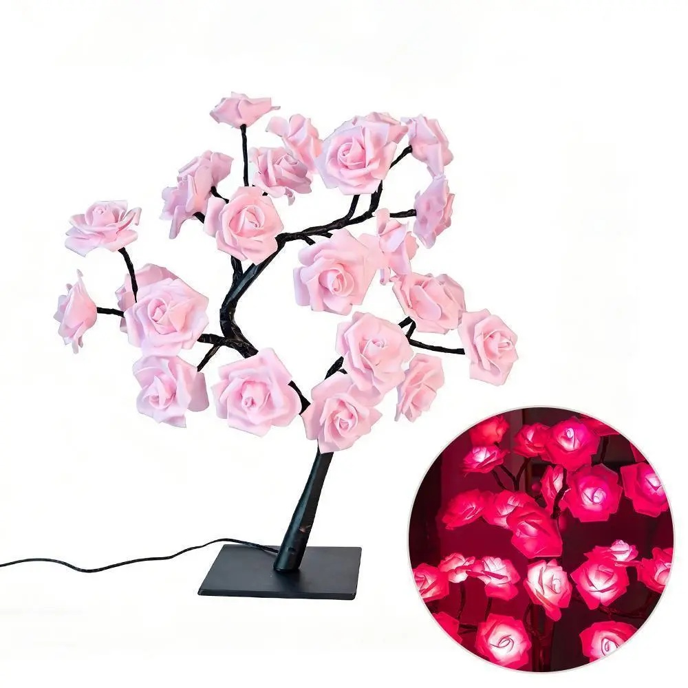 LED Rainbow Rose Flower Tree Lamp