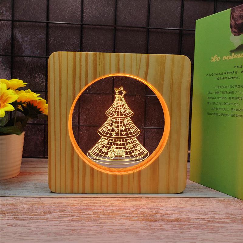 3D Optical Illusion Christmas Tree Wood Lamp-3D Optical Lamp