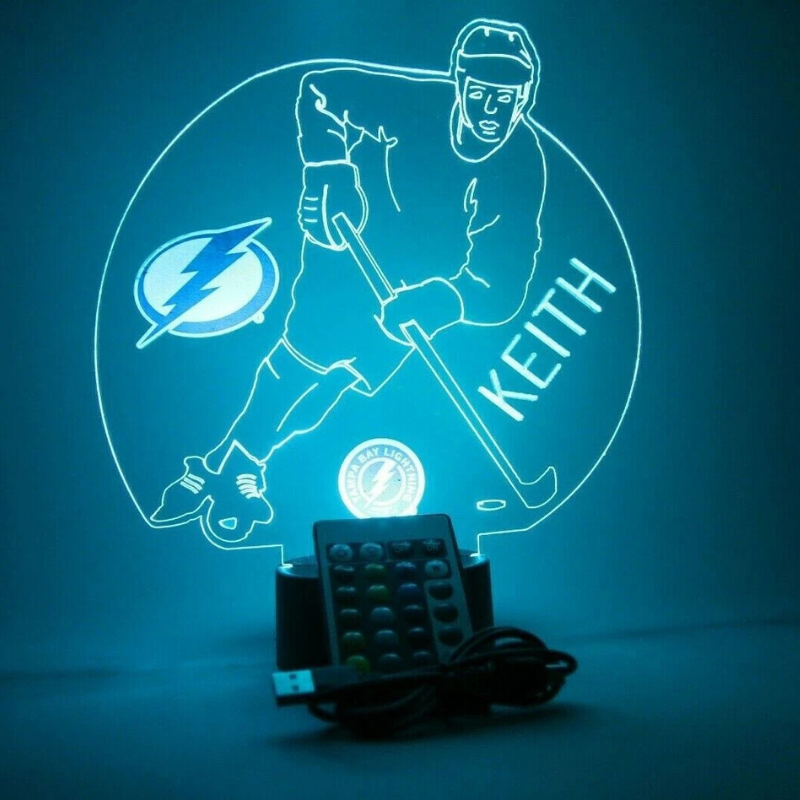 Personalized Tampa Bay Lightning NHL TB Hockey Player Fan Light Up Lamp LED 