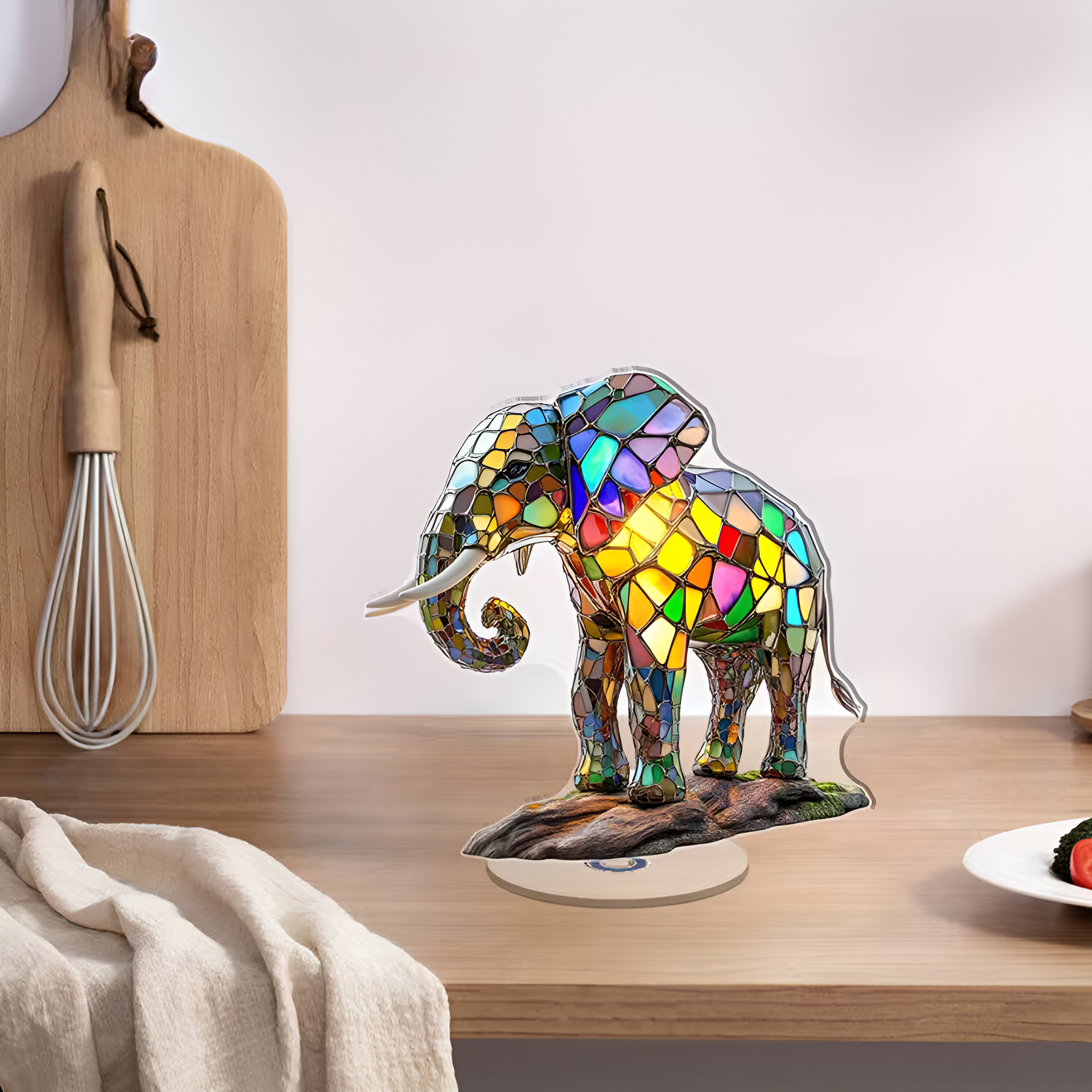 Rotating Acrylic Colorful Elephant Design Lamp For Decor